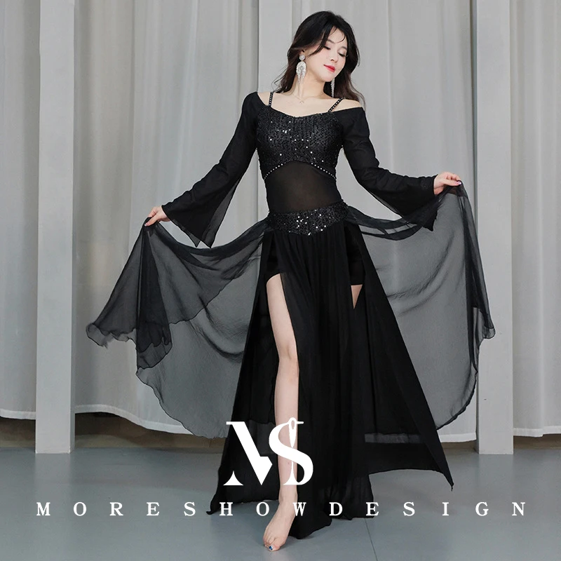 مجموعة أزياء الرقص الشرقي مكونة من قطعتين للنساء + تنورة شبكية صيفية لممارسة ملابس الرقص وملابس الأداء