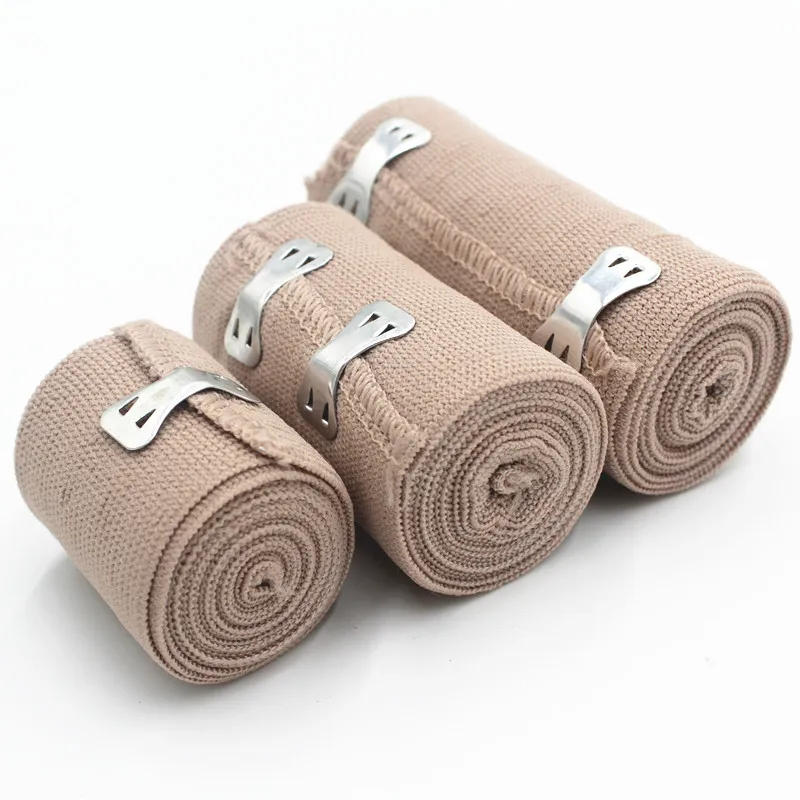 5Rolls Brown Color Medical High Elastic Bandage With Clip Training Boxing Sports Basketball Emergency Bandage For Ankle Knee Arm