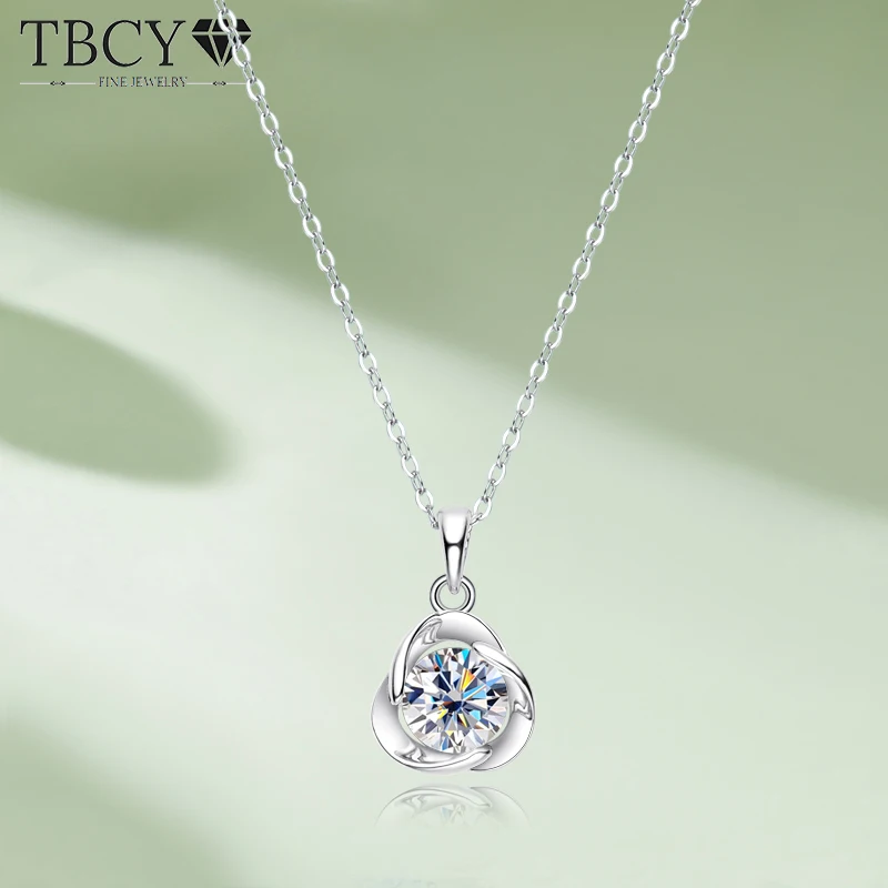 TBCYD 1CT D Color Moissanite Pendant Necklace For Women GRA Certified S925 Silver Wedding Engagement Neck Chain Jewelry Gifts