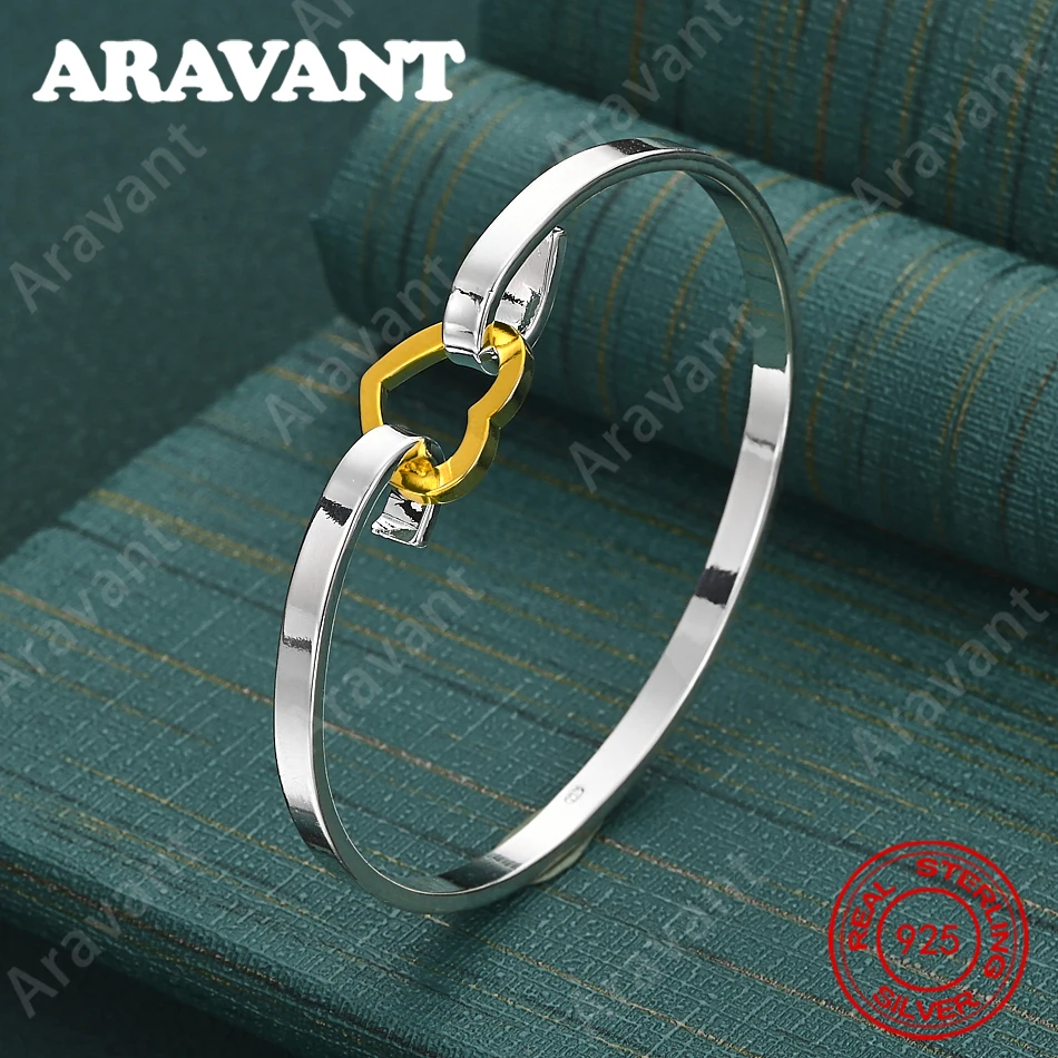 

Браслет из стерлингового серебра 925 пробы с застежкой в форме сердца, повседневный аксессуар для женщин, простые и элегантные украшения