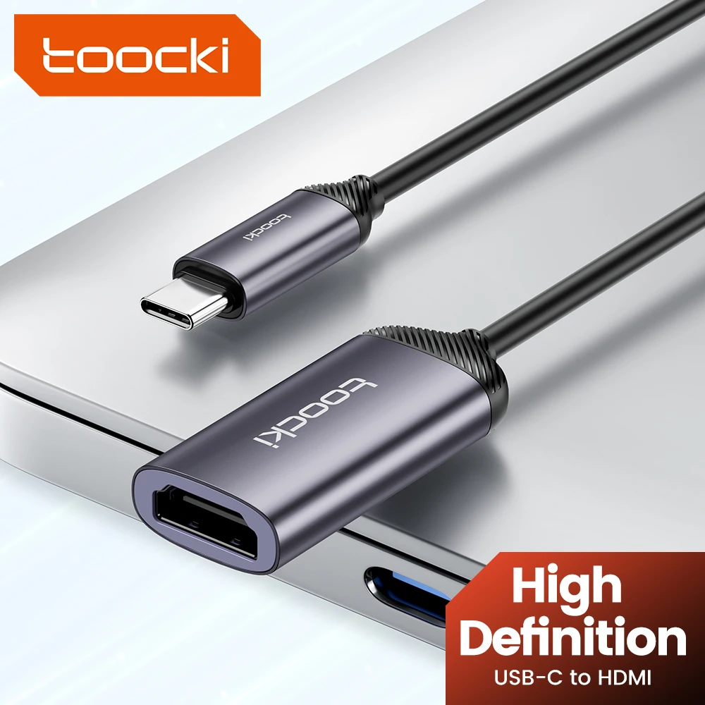 

Адаптер Toocki USB C-HDMI, HD 4K при 60 Гц, кабель типа C для iPhone, MacBook, iPad, Samsung, Xiaomi, телевизора, монитора, проектора, кабель-конвертер