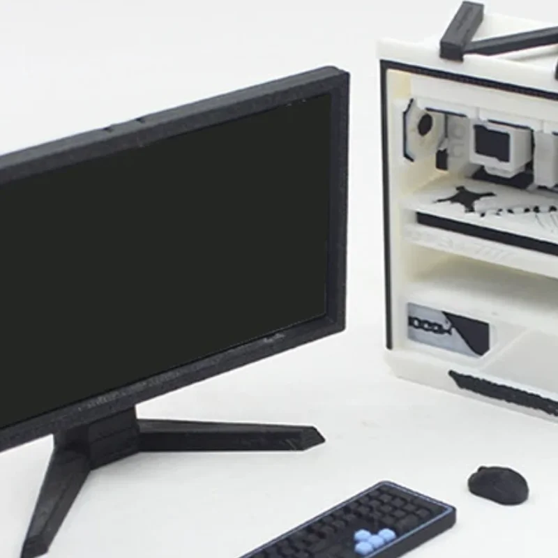 

1/12 Dollhouse Mini Gaming Chair Table Computer Keyboard Set Model Furniture Accessories For Doll House Decor Kids Toys Gift