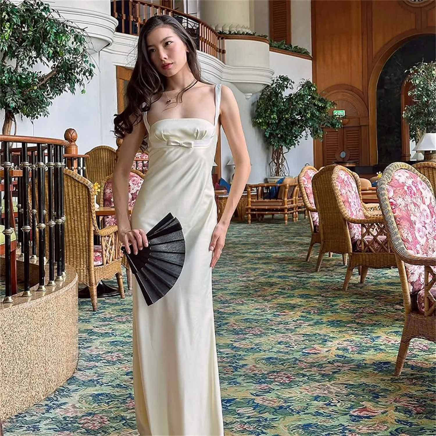 EINY Chic y2k elegante satén Slips espalda descubierta vendaje sólido Sexy ceñido al cuerpo Maxi vestido de verano ropa de mujer fiesta de noche vacaciones de cumpleaños