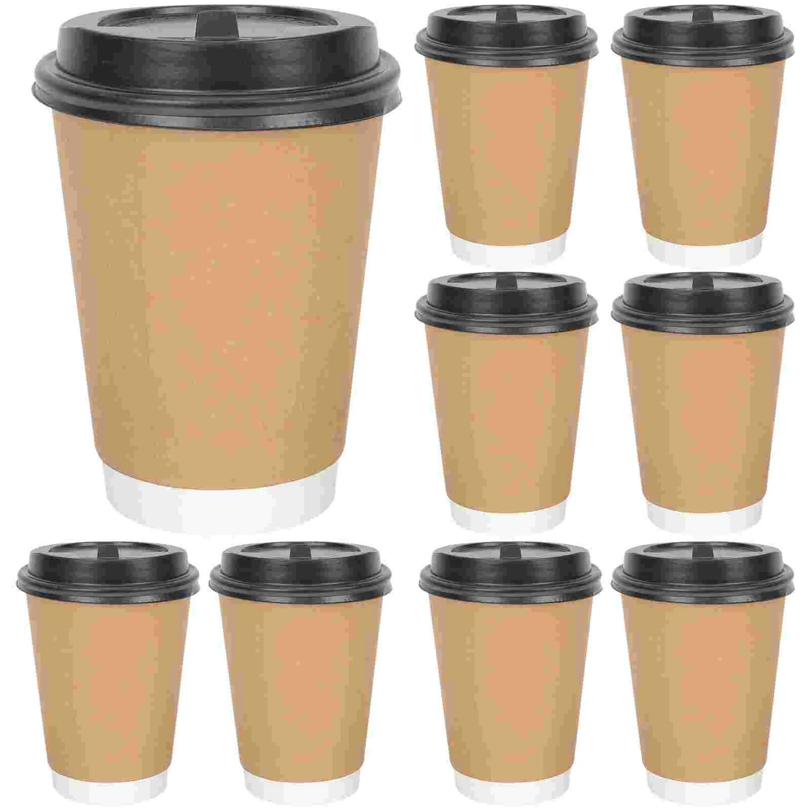 50 Pcs Disposable Cardboard Cups with Lid Paper Plastic Coffee for Parties Organizer Portable Milk 1000