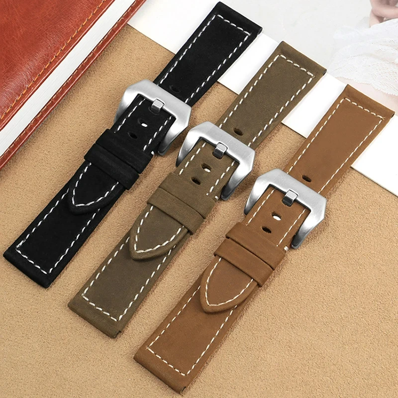 Suitable for ZENISH Zenith Pilot Series Watch Strap Bronze Flying Crazy Horse Leather Watch Strap Men\'s Leather 23mm