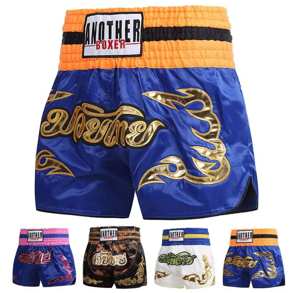 Elastico in vita Muay Thai Shorts Muay Thai pantaloncini da boxe per bambini adulti ampia cintura elastica Kickboxing Trunks con per gli uomini