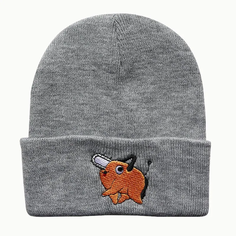 1 قطعة قبعة محبوكة مطرزة شعبية الأمريكية أنيمي الكرتون بالمنشار رجل مطرزة محبوك الخريف/الشتاء قبعة تدفئة محبوك قبعة