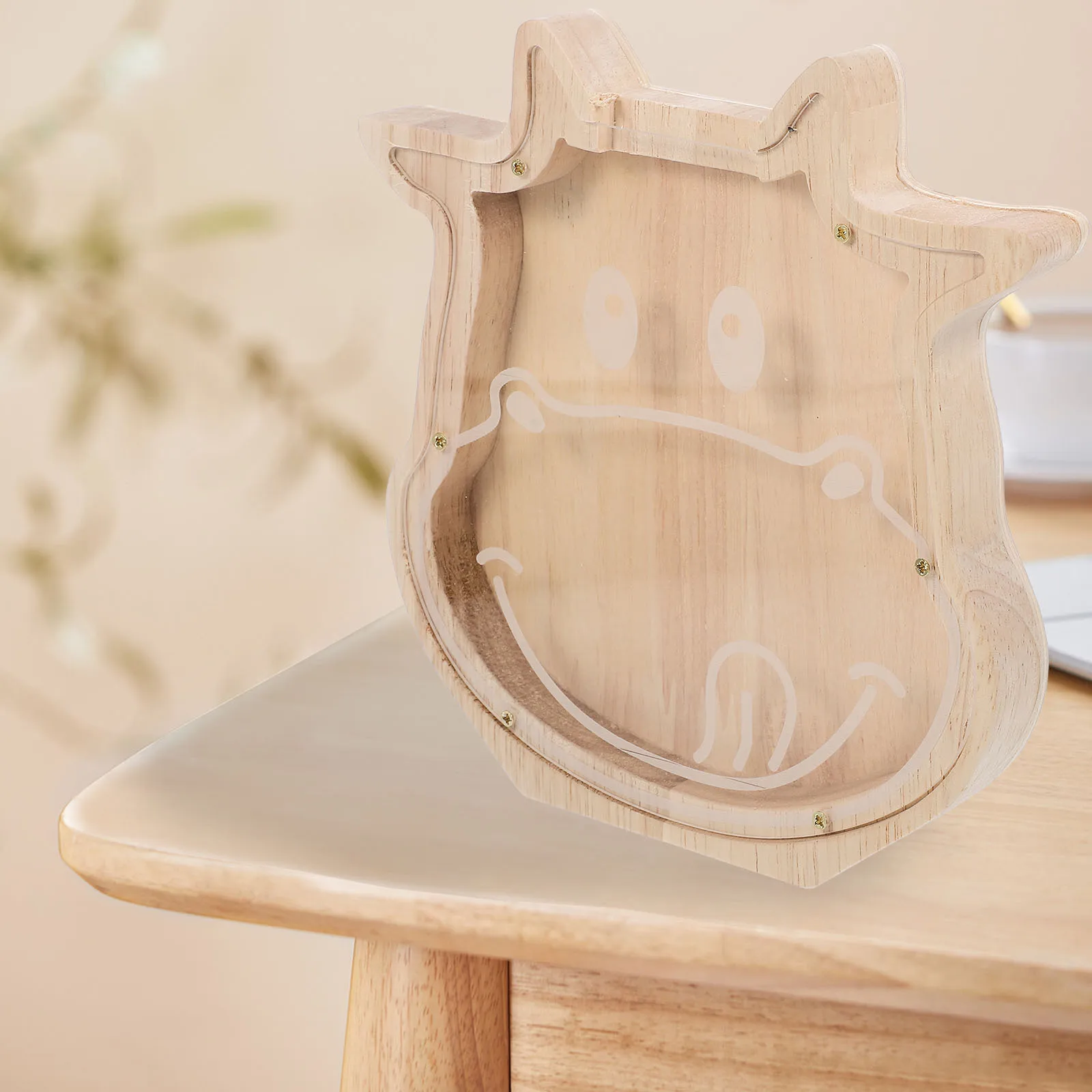 الكرتون البقرة عملة البنك سعة كبيرة خشبية الحيوان حصالة على شكل حيوان للأطفال توفير المال صندوق سطح المكتب ديكور المنزل هدية #2