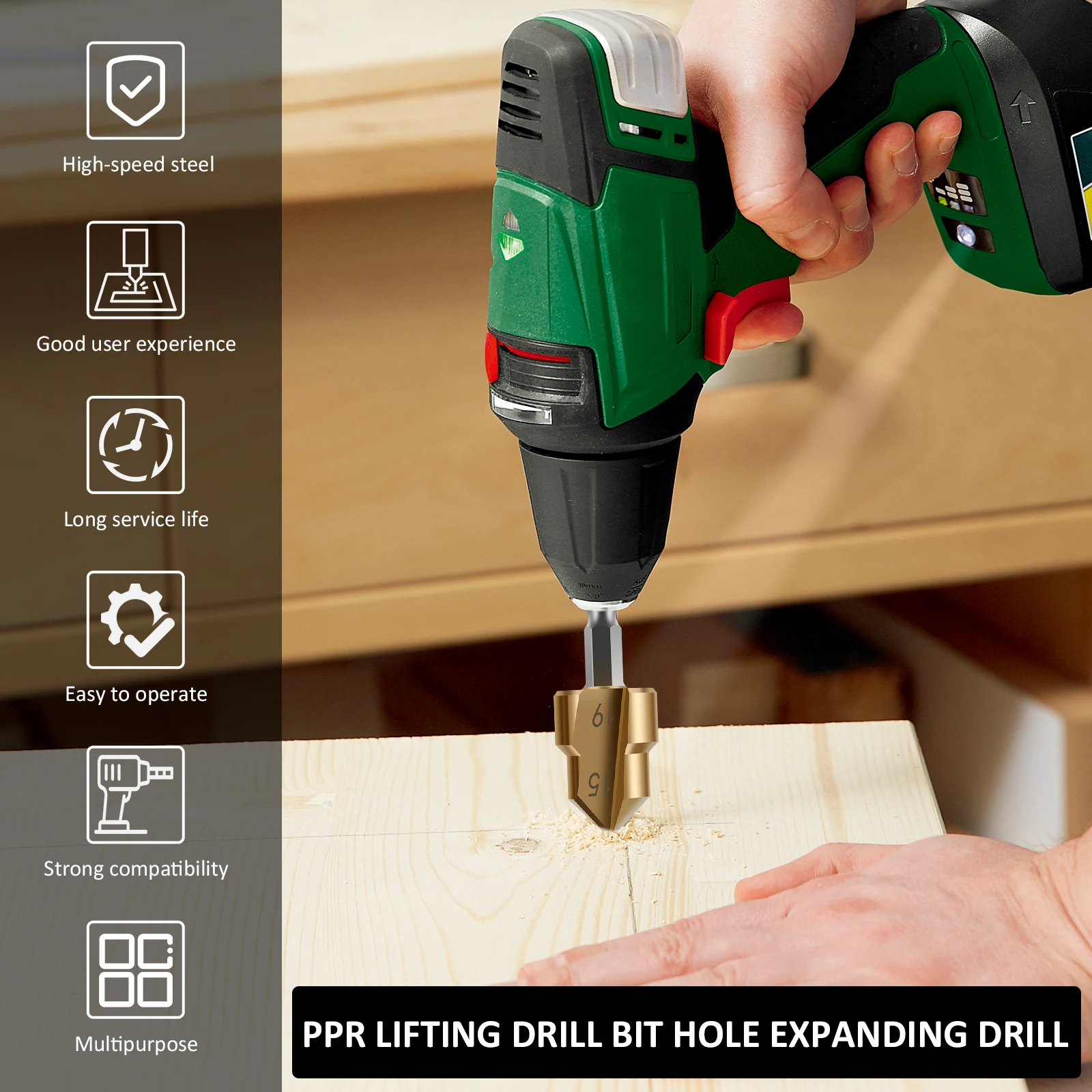 Pipe Reamer Drill Bit Set Deburring Reaming Tool Compatible with Most Drills for PVC Conduits