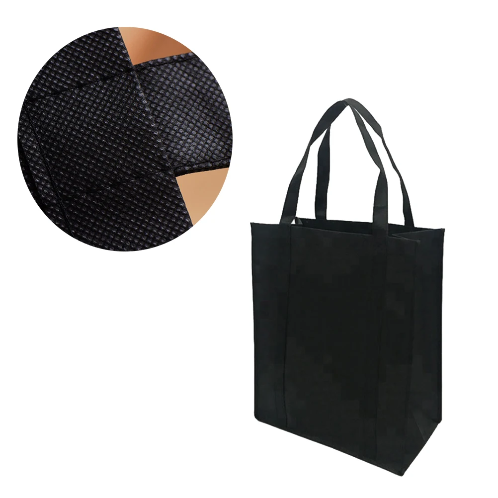 

5Pcs Nonwovens Shopping Bags Foldable Reusable Lightweight Black Tote Grocery Storage Vegetables Fruits Bag Shopping Household