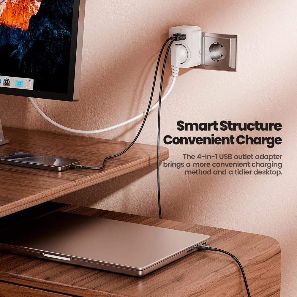 Toocki 30w GaN Charger USB A+Dual Type C Fast Charging With 3800w AC Port Wall Socket For Xiaomi iPhone Huawei Samsung Cellphone