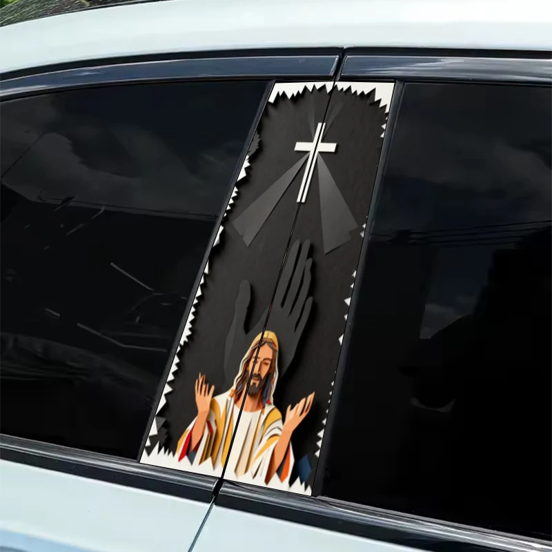 

2 Diablo Stereo Wind Religious Car Stickers - Self-Adhesive Removable PVC B-Pillar Protector, Scratch Resistant Window and Wall