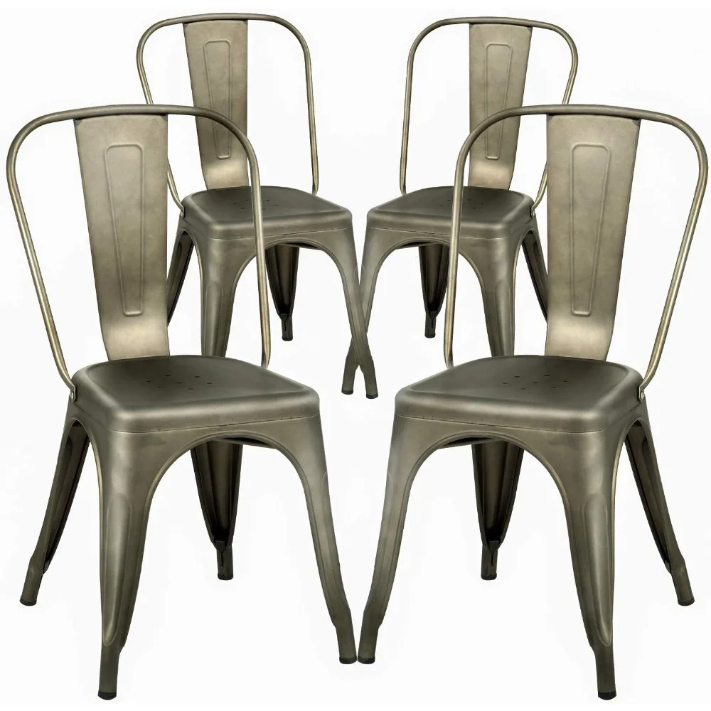 Dining Chairs Set of 4 Metal Chairs Patio Chair Dining Room Kitchen Chair 18 Inches Seat Height Tolix Restaurant Chairs