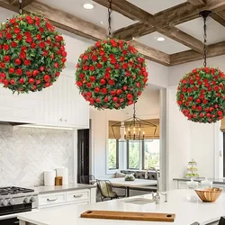 Artificial Grass Ball Eucalyptus Leaf Green Plant Fake Grass Landscaping Tree Shed Roof Home Garden Wedding Atmosphere Decor