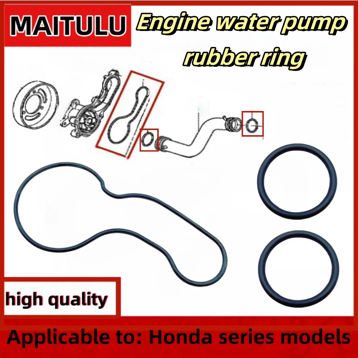 

91314-PH7-003 Engine iron water pipe rubber ring for JAZZ Fit GE6/GE8 CR-Z water pump seal rubber ring pad 19222-RB0-003
