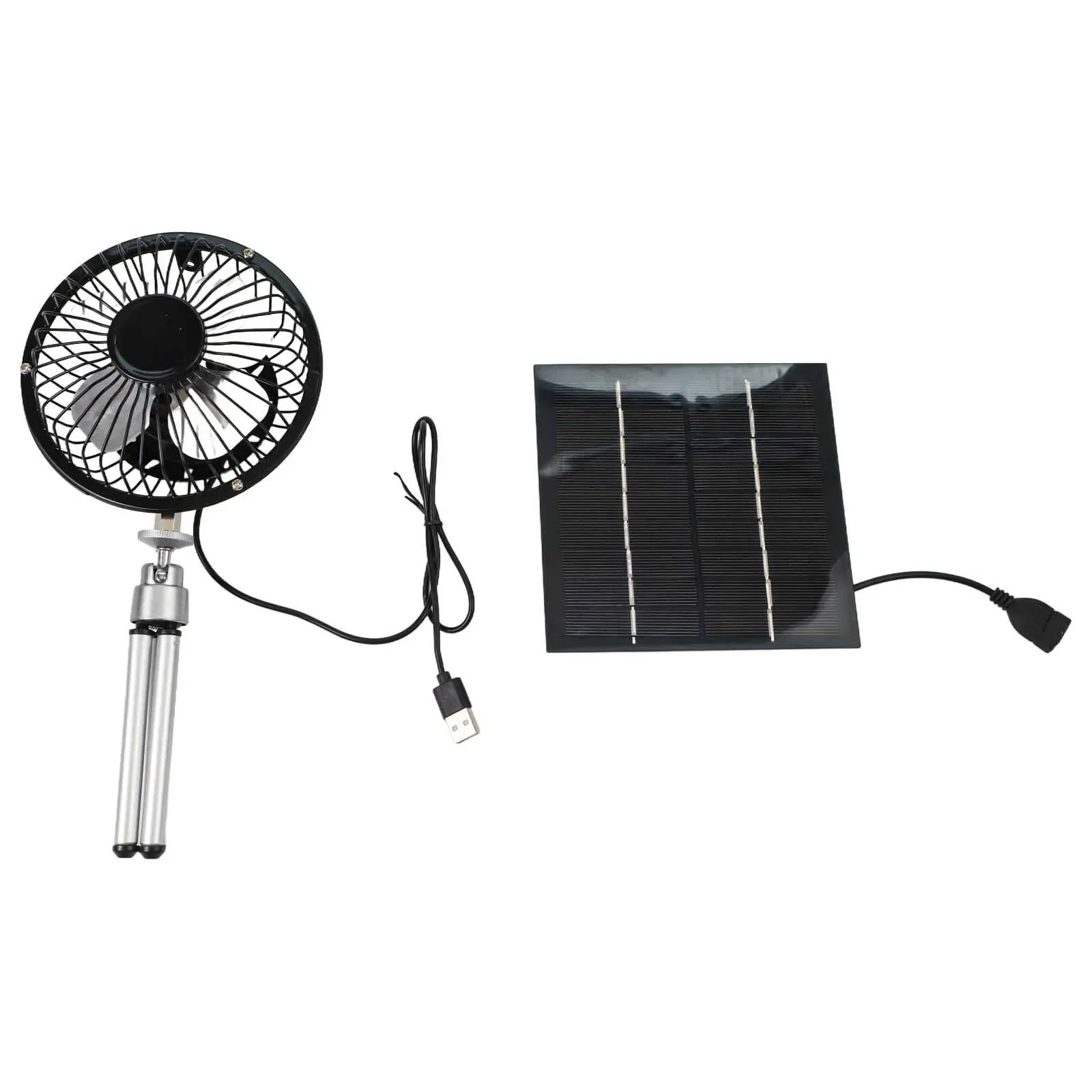 Camping Fan Dual Powered Fan Camping Fan 10W Solar Panel Aluminum Alloy Tripod Compact Structure For Outdoor Use