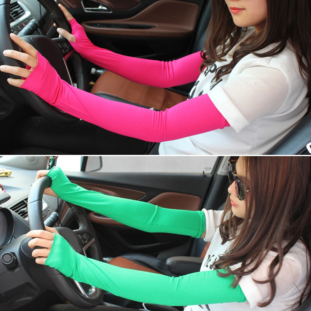 Anti UV Sun Protection Arm Sleeves Driving Gloves Thin Solid Color Summer Outdoor Women Fashion Cover Sun Protection Sleeve