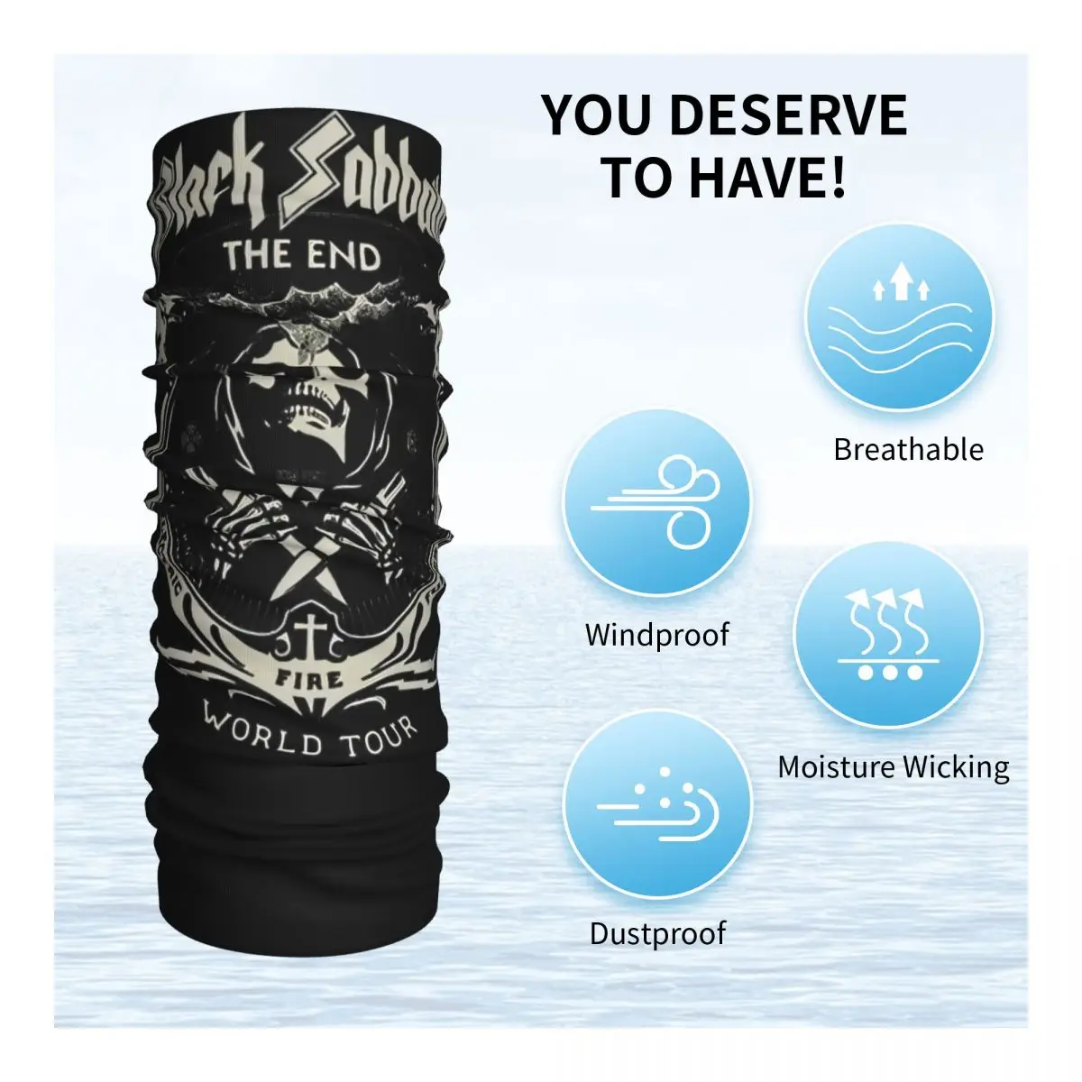 Black Metal Band Sabbaths Bandana Neck Cover stampato Rock Mask sciarpa Warm Headband Fishing for Men Women Adult traspirante