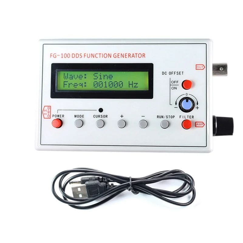 ABVA-FG-100 DDS Function Signal Generator Frequency Counter 1Hz - 500Khz Module Sine+Square+Triangle +Sawtooth Waveform