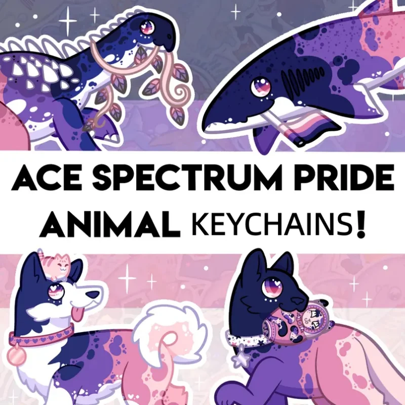 Ace Spectrum Pride Acrylic Keychain Shark Husky Cat Dinosaur Designs Furry Charm keyring LGBT Pride Small Gift For Animal Fans