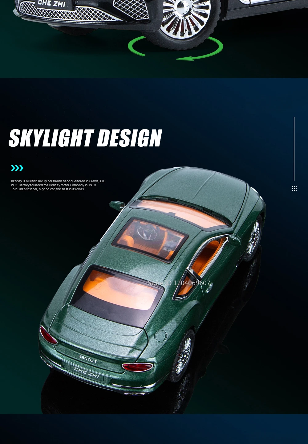 Maßstab 1:24 Continental GT Legierung Automodell Spielzeug Zurückziehen Diecast Metall Sportwagen Modelle Simulation Sound Licht Sammlung Geschenke – Detail 9