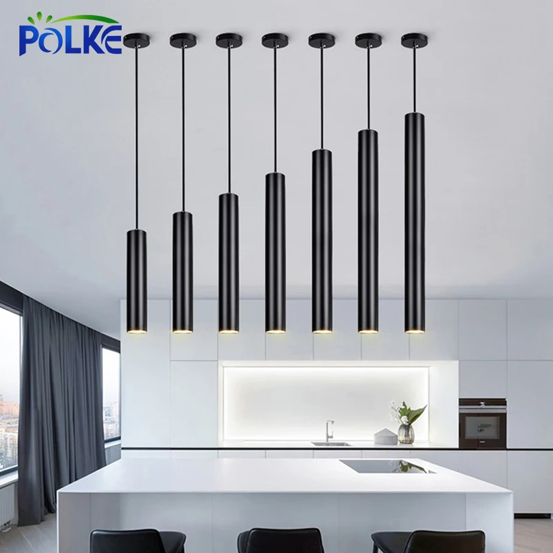 Long LED Pendant Lamp Hanging Modern Living Room Lamp Villa Staircase Pendant Lamp Spotlight Indoor Lighting Tubular Chandelier