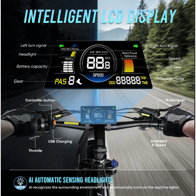 E-Bike for Adults,SAMEBIKE STORM  1800W Motor, 48V 20Ah Removable Lithium Battery, 31MPH Max Speed，26 inch Fat Tire Full Suspension Electric Mountain Bike Hydraulic Disc Brakes, Long Range Off-Road Beach Snow Bicycle。 image 7