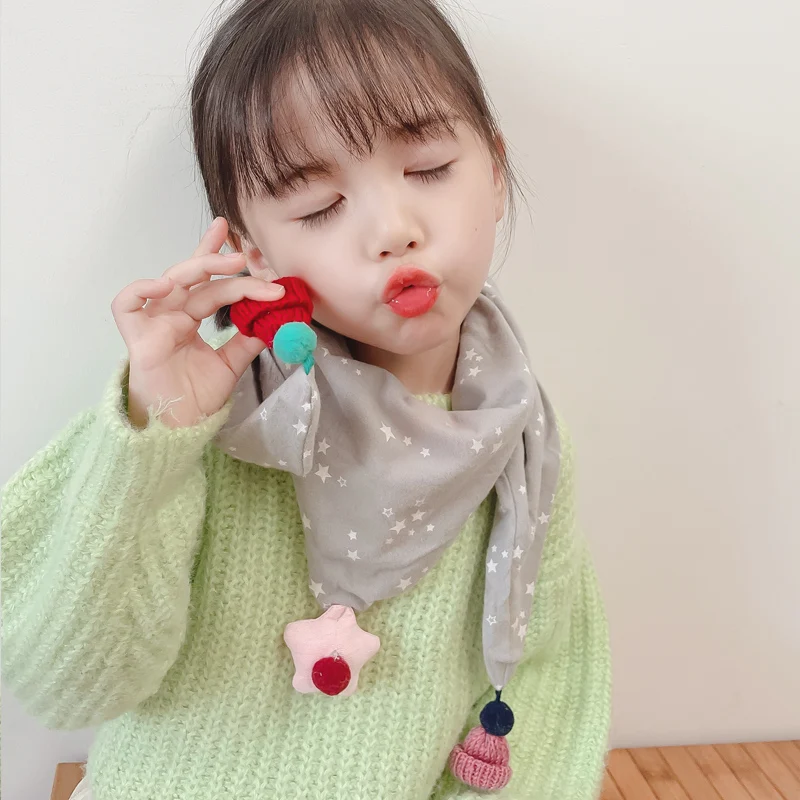 2022 Autumn and Winter Children Cute Soft Scarf Baby Sweet Scarf Boys Girls Cotton Warm Windproof Triangle Scarf Kids Gift