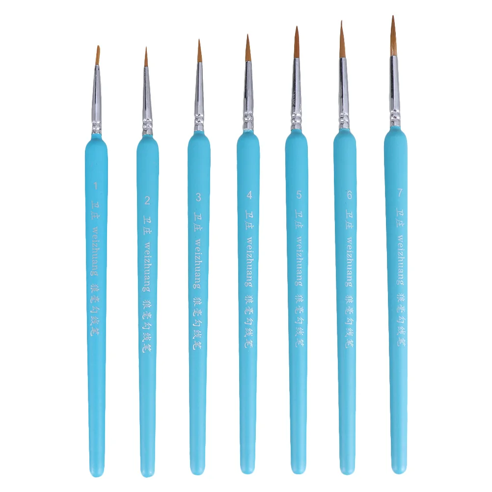 7pcs Detail Paint Brush Set Wolf Hair Tip For Fine Detailing Painting Drawing Miniature Art Acrylic Watercolor Oil Gouache Light
