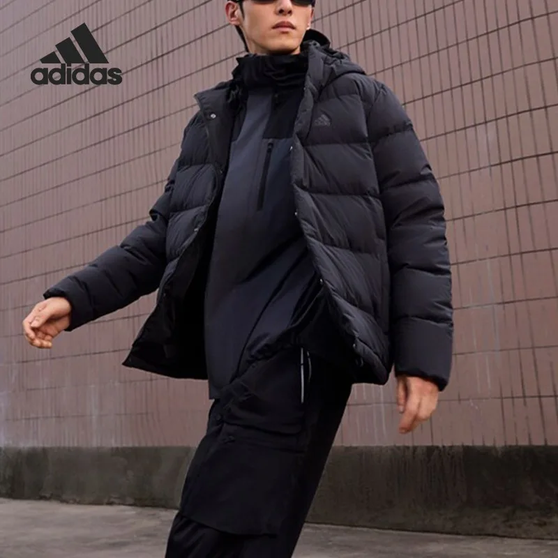 Adidas Autumn and Winter New Men's Thickened Hooded Warm Down Jacket HN5640