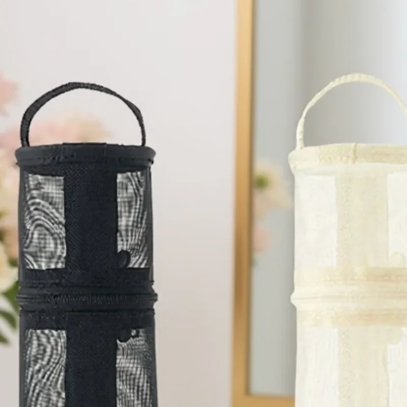 Mesh Dual-use Makeup Brush Storage Bag Portable Brush Case Simple Large Capacity Brush Bucket Holder Travel Stand-up Pouch