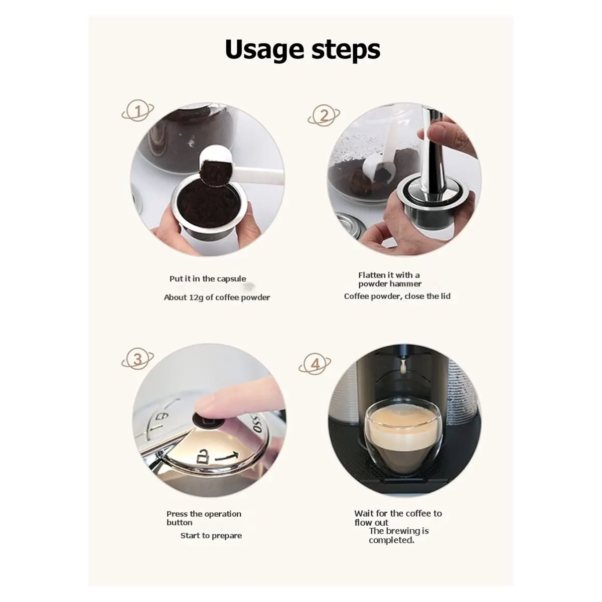 actualización. Cápsulas de café reutilizables para Nespresso Vertuo Pop/Next/Plus, recargables, con cuchara para apisonar café, cepillo y capacidad de 230 ml