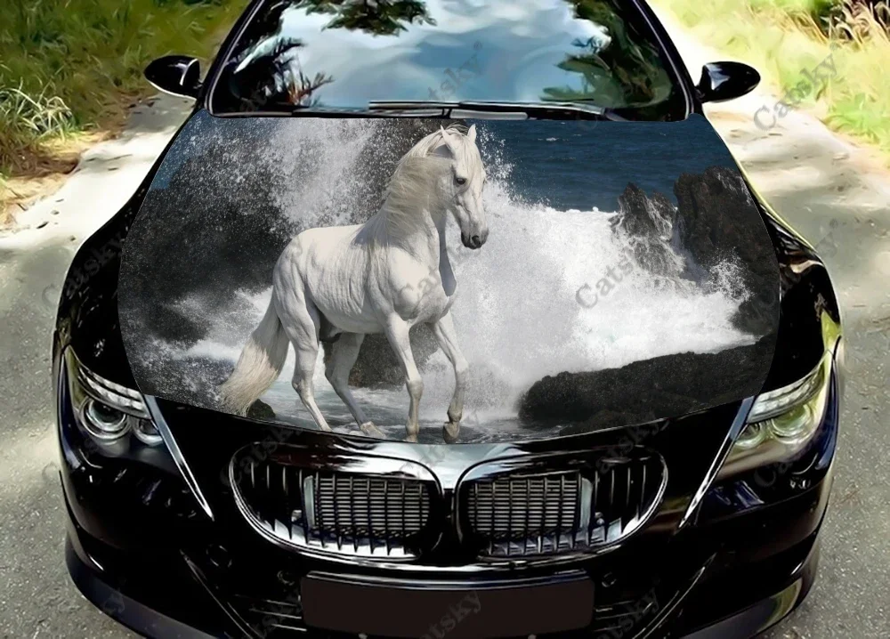 

Animal Horse Pattern Car Hood Wrap Decal Vinyl Sticker Full Color Graphic Auto Accessories Sticker Wrap Cover Custom Fit Any Car