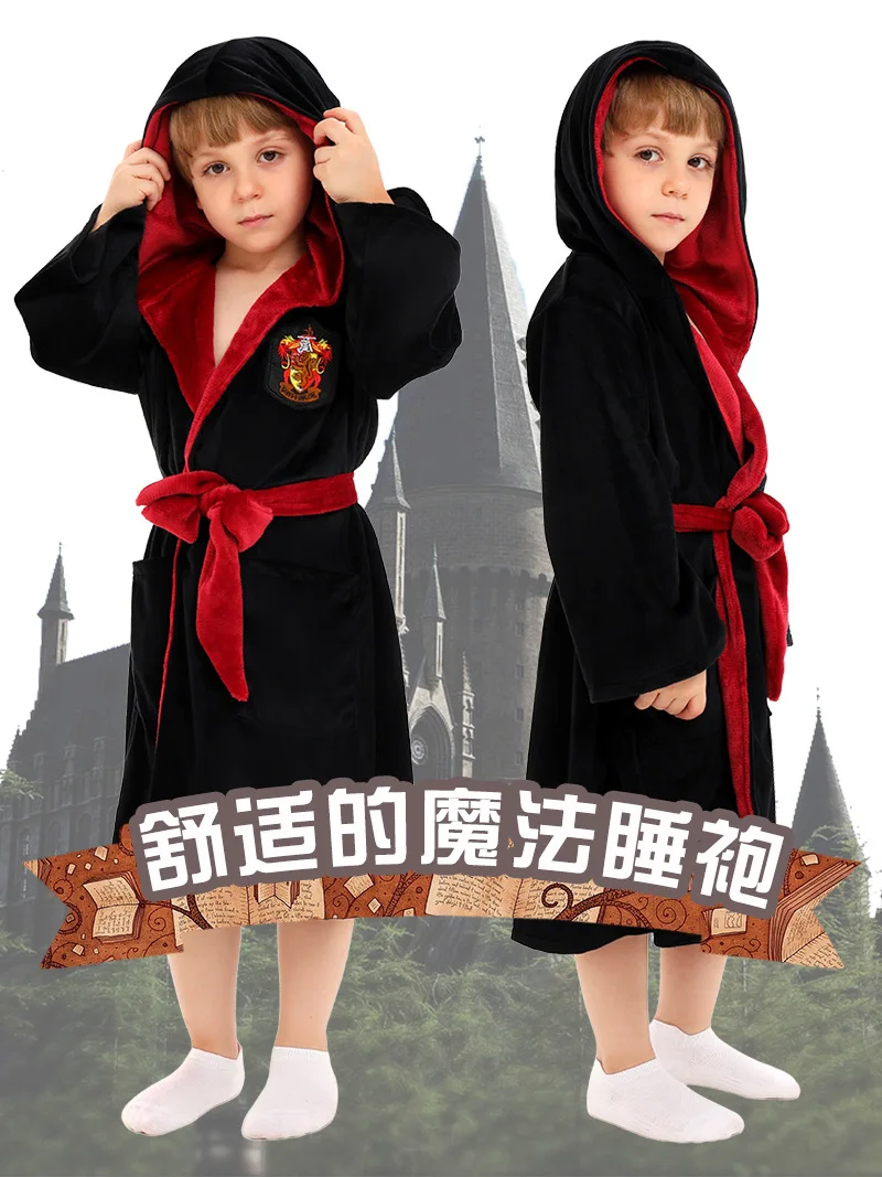 Halloween Magic College Cosplay Harry Magic Black Robe Kostüm Hogwarts Kinderjungenpyjama