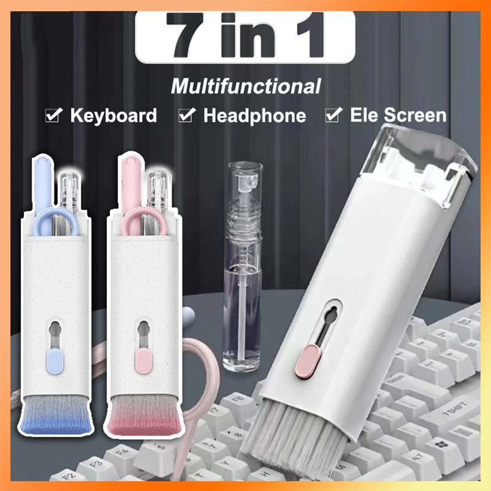 

7-in-1 Computer Keyboard Cleaner Brush Kit Earphone Cleaning Pen For Headset iPad Phone Cleaning Tools Cleaner Keycap Puller Kit