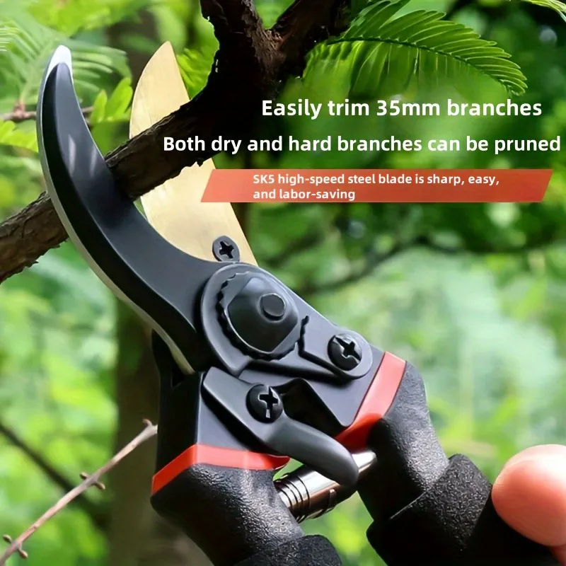 Heavy-Duty Sk5 Steel Garden Pruning Shears - Durable Alloy Fruit Tree & Thick Branch Trimming Scissors For Home Gardening