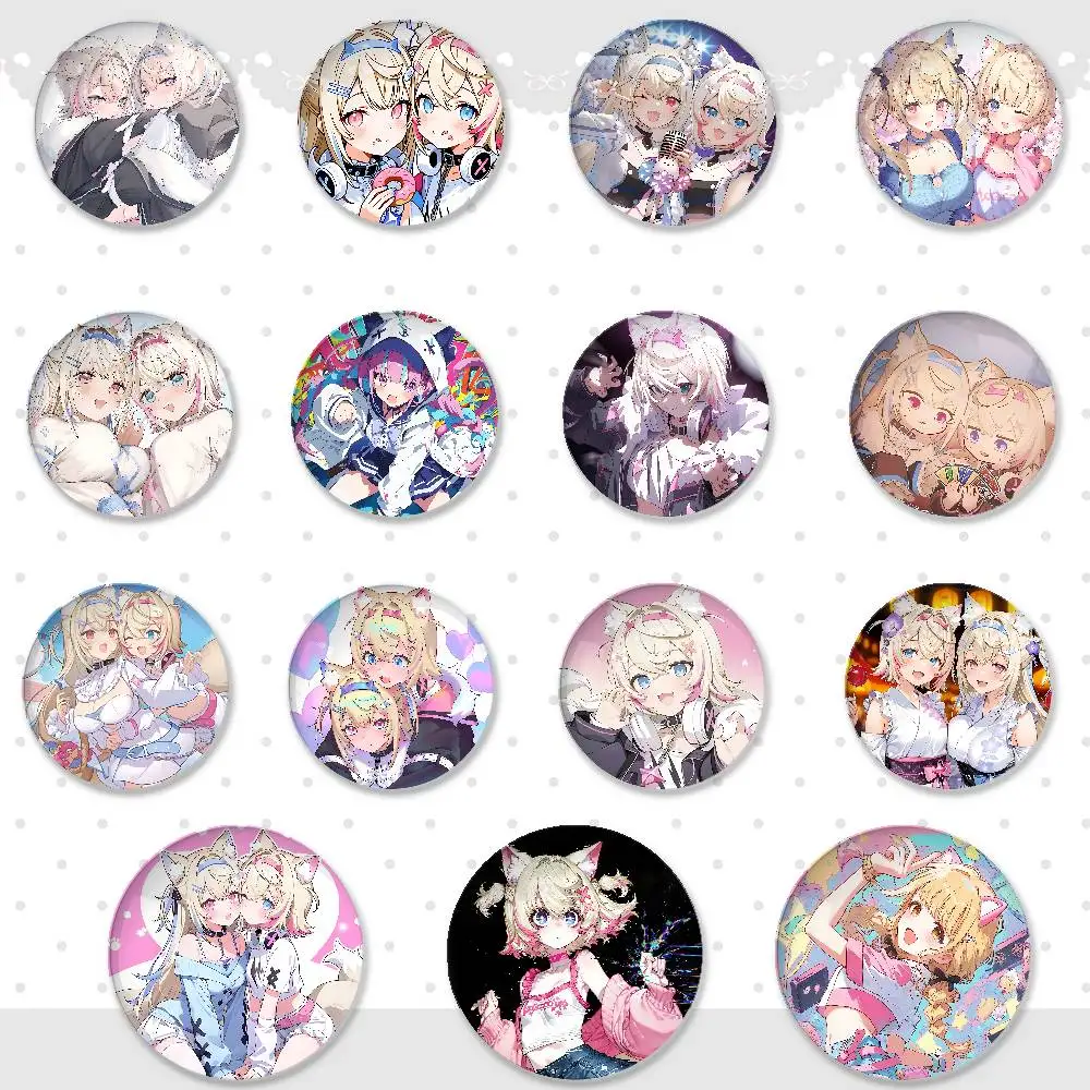 F-Fuwawa M-Mococo Hololive Abzeichen Mode Neue Hip-Hop Vielseitige Runde Metall-Anstecknadeln Cartoon-Pins Geschenk Großhandel