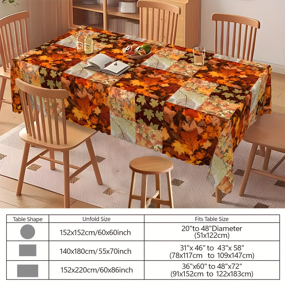 One rectangular circular tablecloth, maple leaf tablecloth, autumn theme, Thanksgiving theme