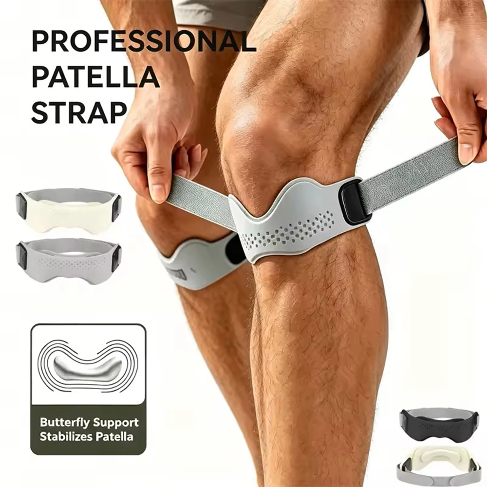 1/2Pcs Silicone Patellar Tendon Support Strap Adjustable Knee Support Pads for Men Women Sports, Running, Tennis, Jumpers Knee