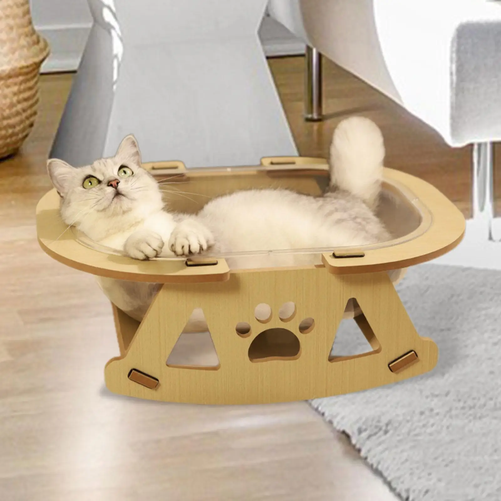 

Space Capsule Cat Bed All Seasons Activity Centre Solid Wood Stand Cave