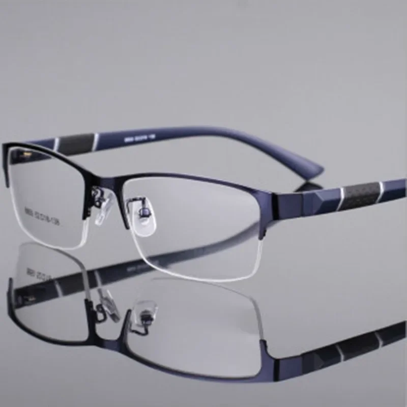 New Style Business Men's Half Frame Myopic Glasses Prescription Near Sight Computer Eyeglasses Vision Care Eyeglasses 0 To -6.0