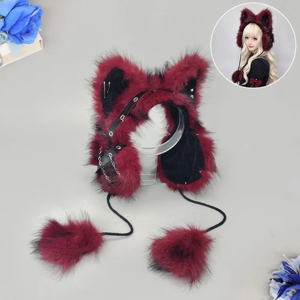 Headwear Y2K Gothic Cat Ear Earmuffs Cosplay Wind-proof Fluffy Earmuffs Thick Warm Headwear Winter Plush Earmuffs Autumn 4