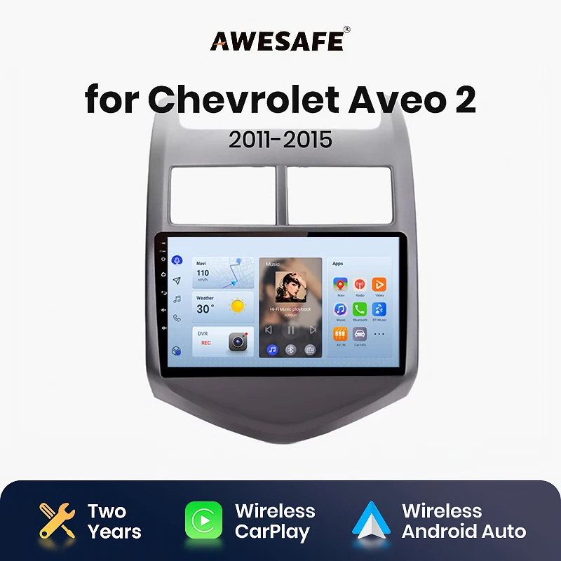 AWESAFE Car Radio for Chevrolet Aveo 2 Sonic T300  2011-2015 Wireless CarPlay Android Auto car intelligent systems RDS DSP 2 din