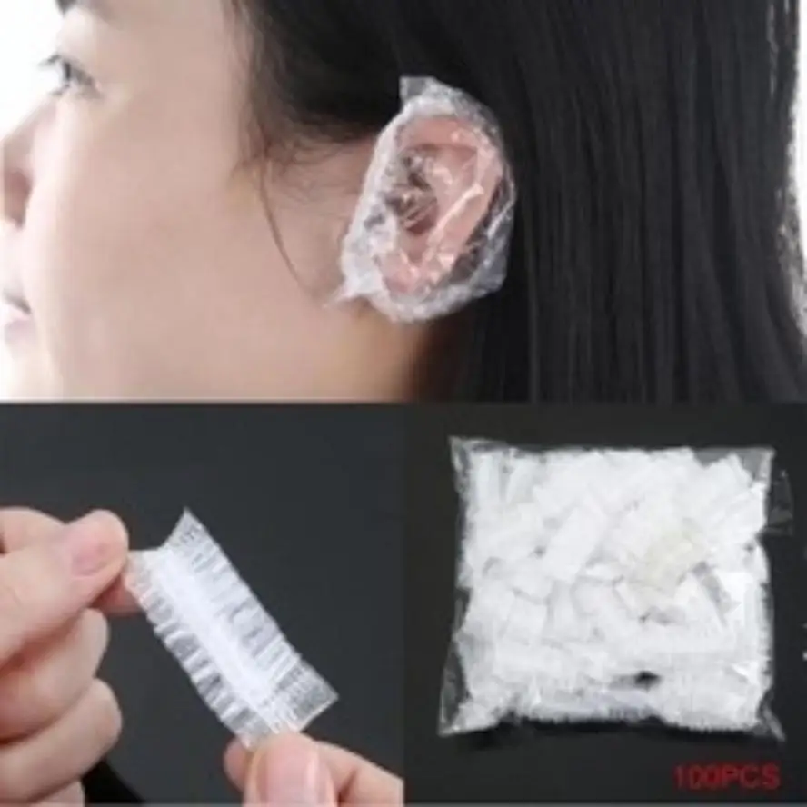100 Pcs Disposable Hairdressing Earmuffs Salon Clear Ear Cover Ear Protection Hair Dye Protect Cap Hair Color Styling Tool