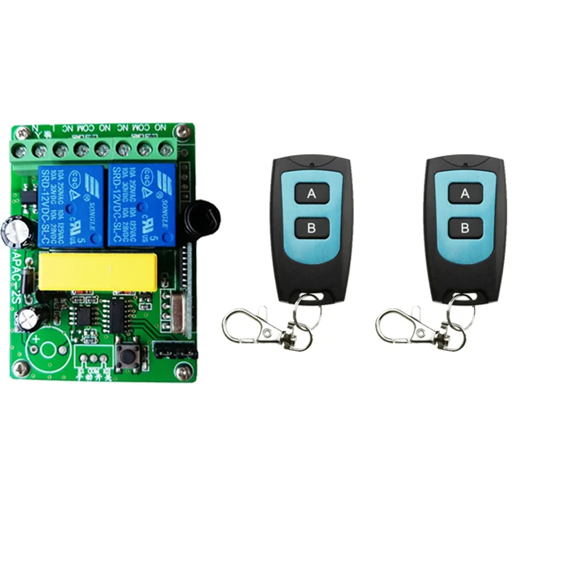 AC 220V 2 CH Channels 2CH RF Wireless Remote Control Switch Remote Control System receiver transmitter 1CH Relay 433 MHz