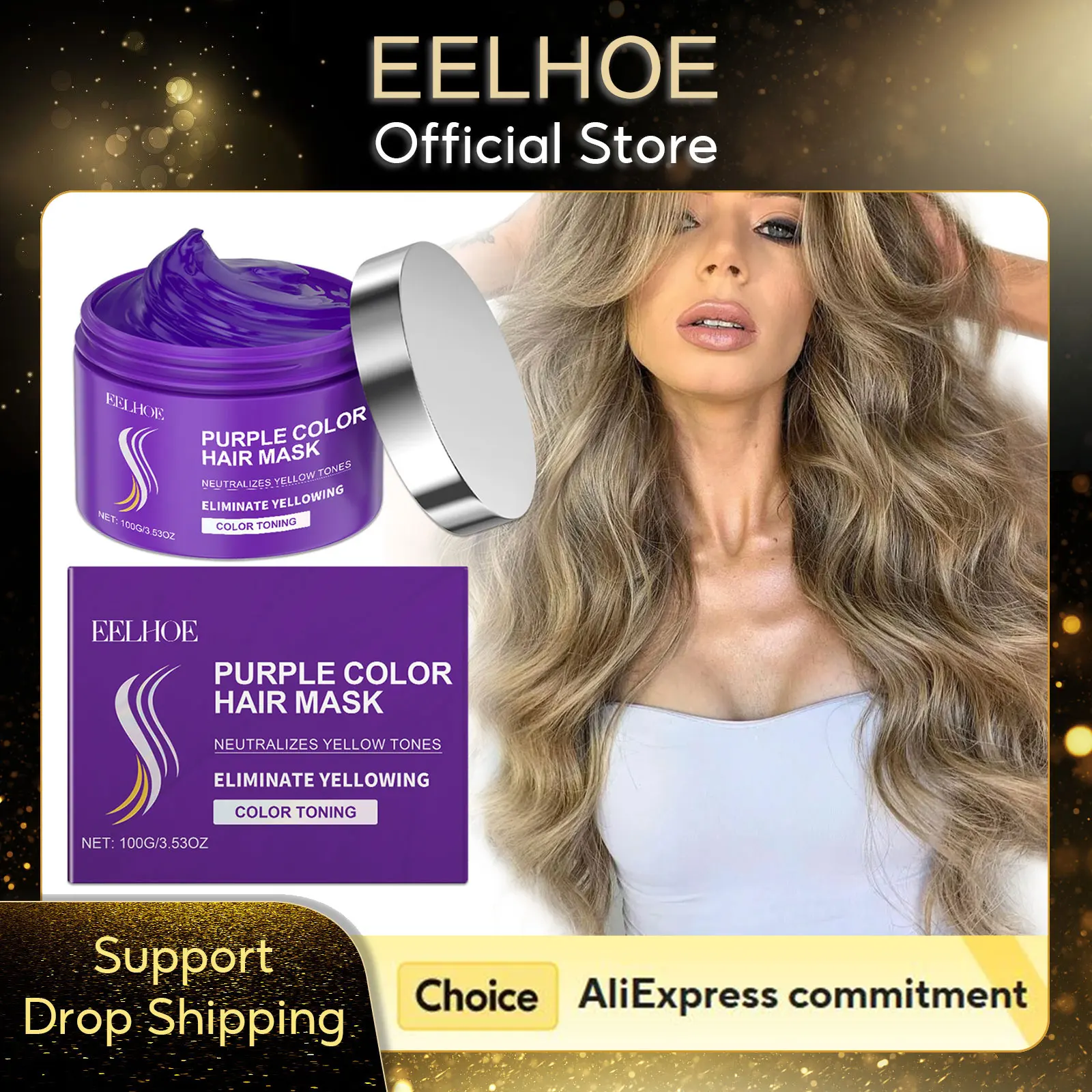 

Purple Hair Mask for Blonde Hair Yellowing Removal Soft Shiny Smooth Repairing Damaged Hair Treatment Magical Keratin Hair Mask