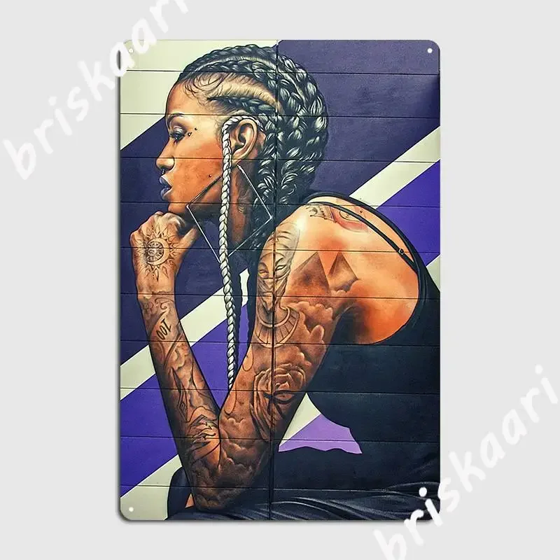 Tatoo Black Girl Whith Dredlocks Poster Metal Plaque Cinema Living Room Customize Cinema Garage Decoration Tin Sign Poster