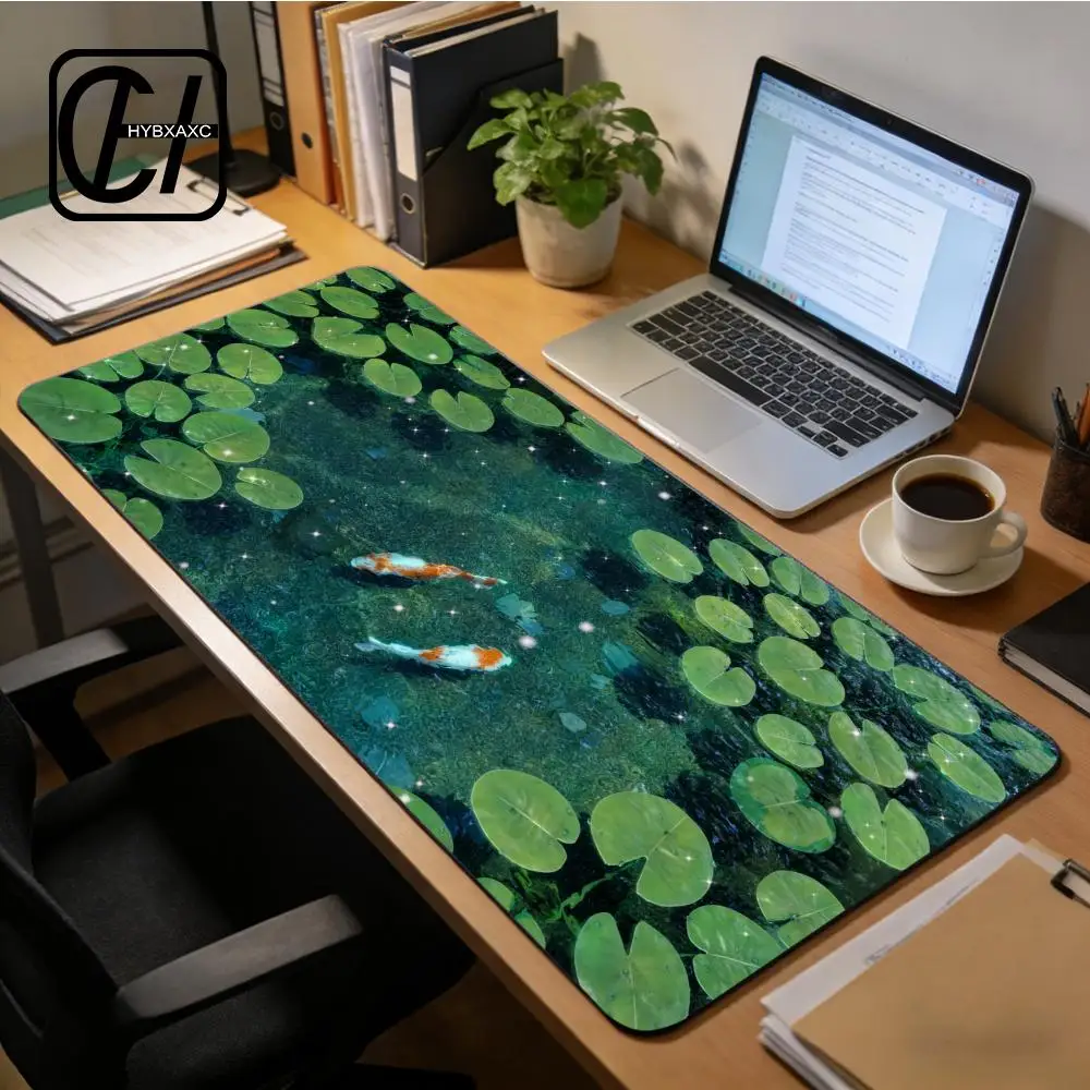 

Large Koi Fish Gaming Mouse Pad Non-Slip Rubber Desk Mat Stitched Edge Office work Esport Gift for Gamer accessories HYB XXC
