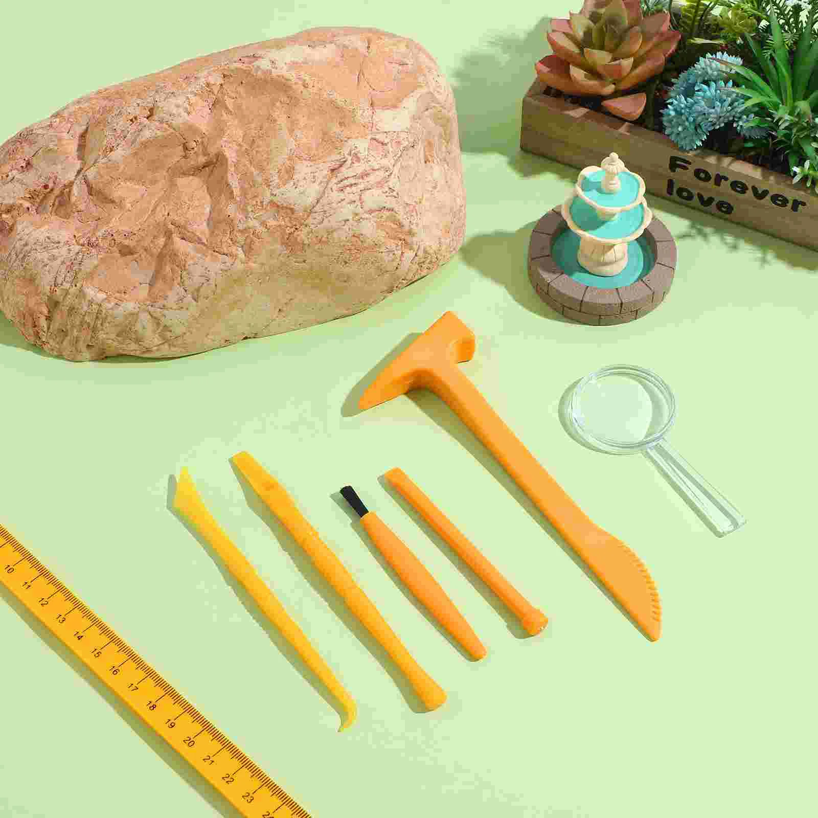 3 Sets Kids Digging Tools Toddler Toys Excavation Kit Children Gemstones Chisel Brush Plastic DIY