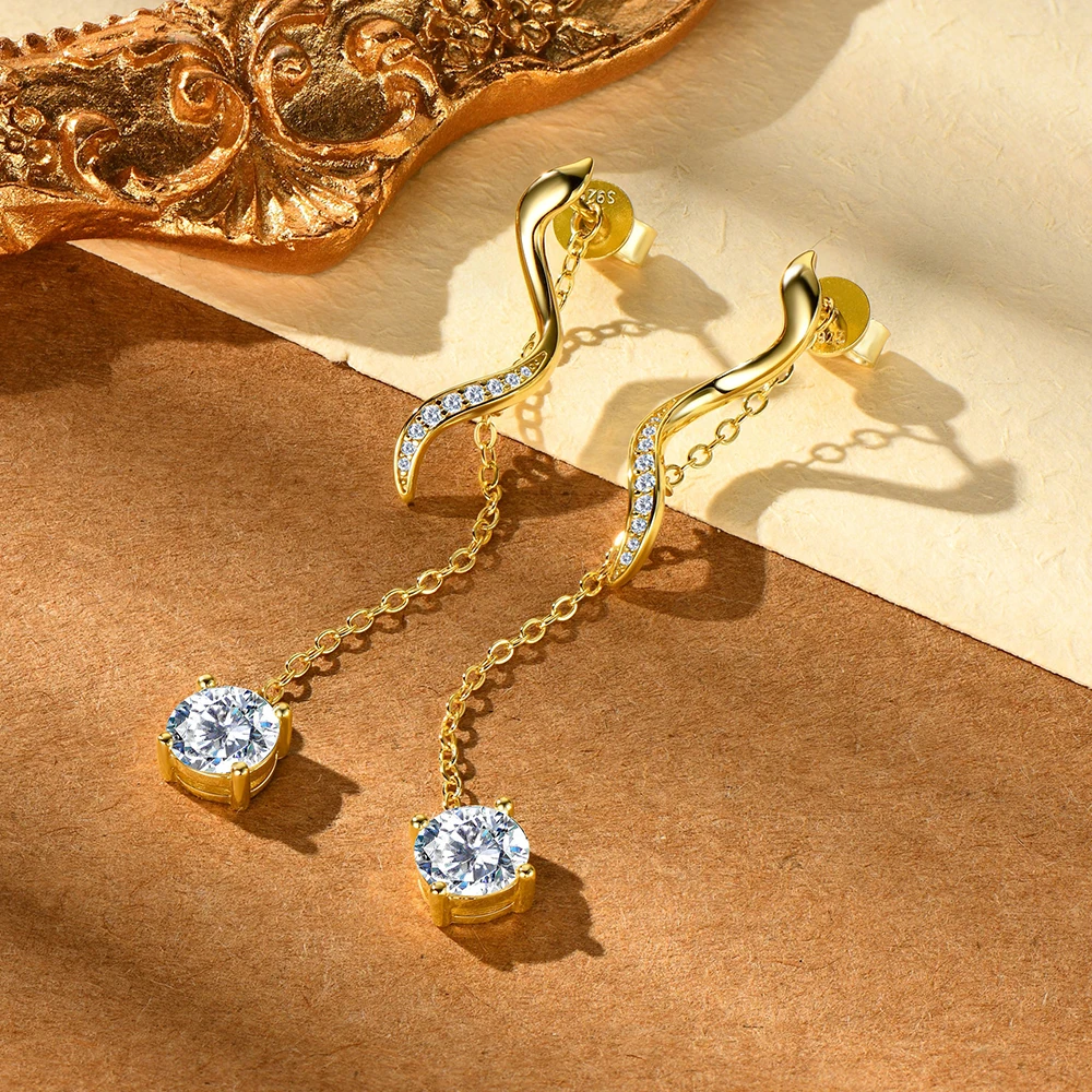 

Xiqi Jewelry S925 Sterling Silver 1CT Moissanite Certified GRA Pendant Earrings Long Tassel Pendant Earrings Women's Wedding Jew
